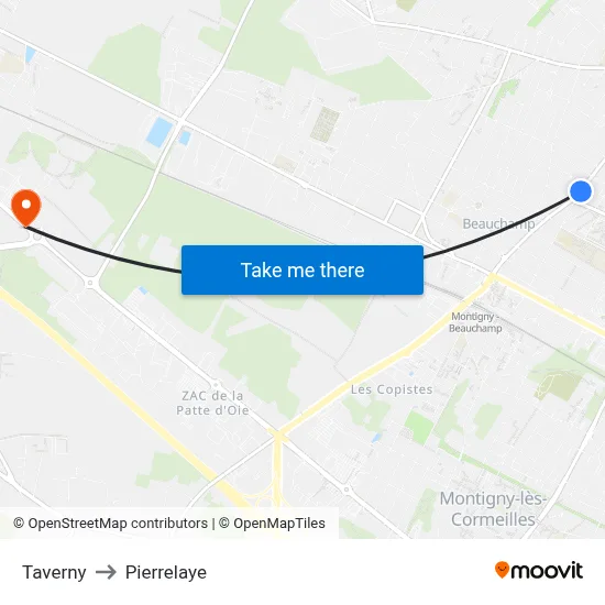 Taverny to Pierrelaye map