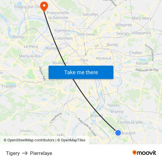 Tigery to Pierrelaye map