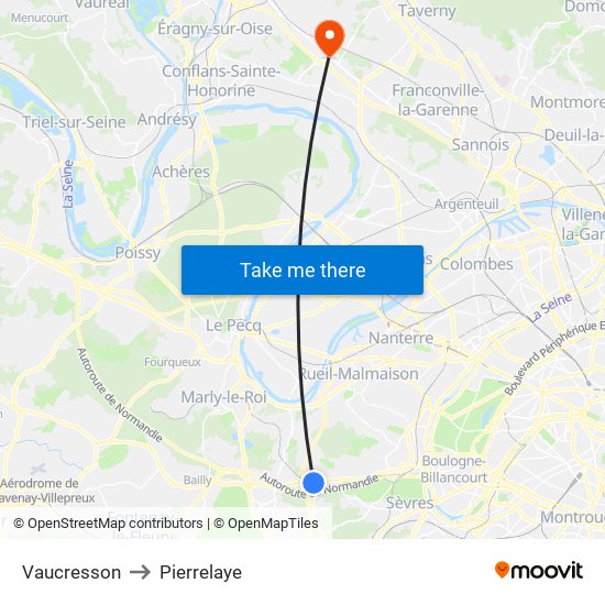 Vaucresson to Pierrelaye map