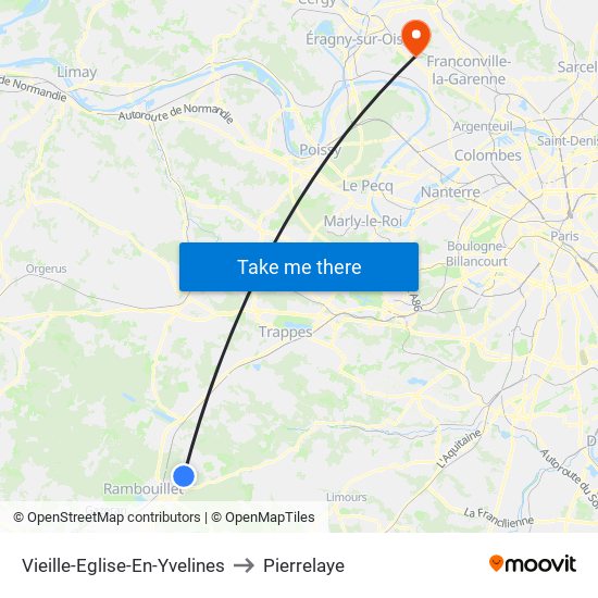 Vieille-Eglise-En-Yvelines to Pierrelaye map