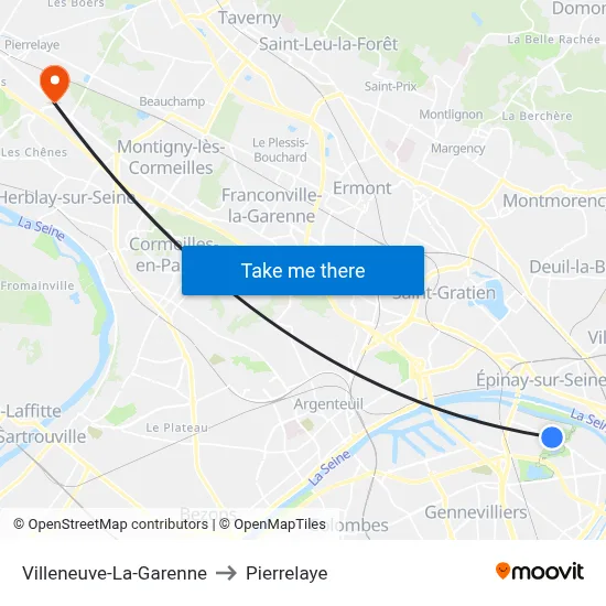 Villeneuve-La-Garenne to Pierrelaye map