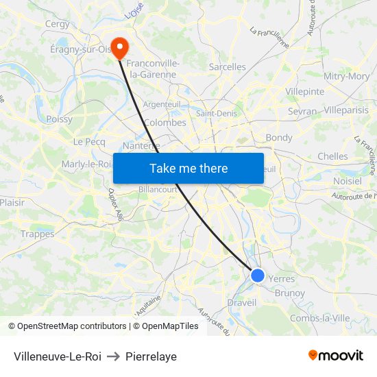 Villeneuve-Le-Roi to Pierrelaye map