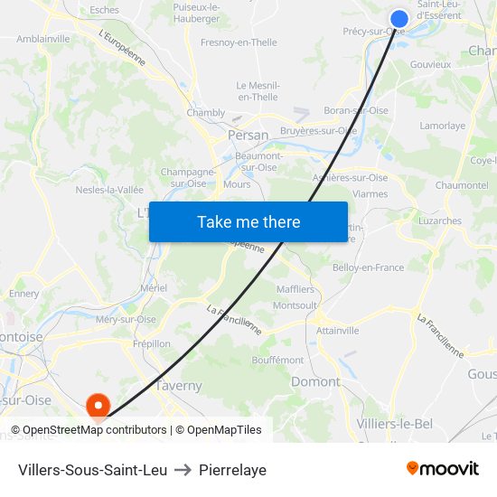 Villers-Sous-Saint-Leu to Pierrelaye map