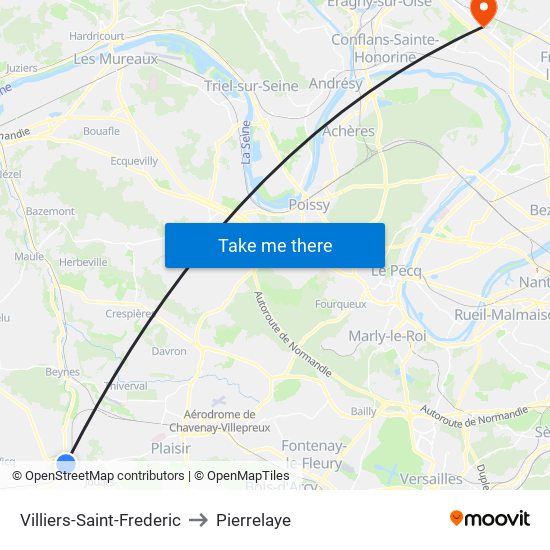 Villiers-Saint-Frederic to Pierrelaye map