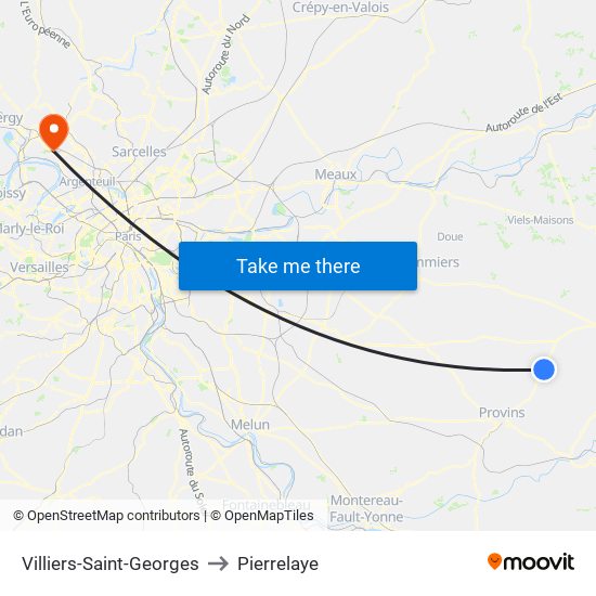 Villiers-Saint-Georges to Pierrelaye map