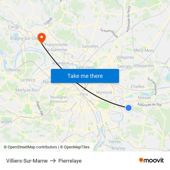 Villiers-Sur-Marne to Pierrelaye map