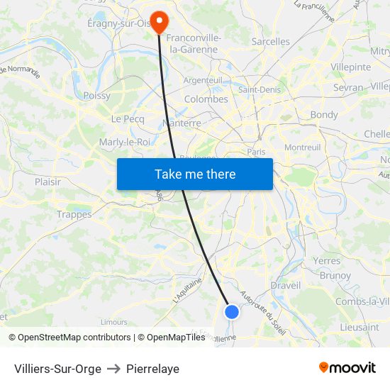 Villiers-Sur-Orge to Pierrelaye map