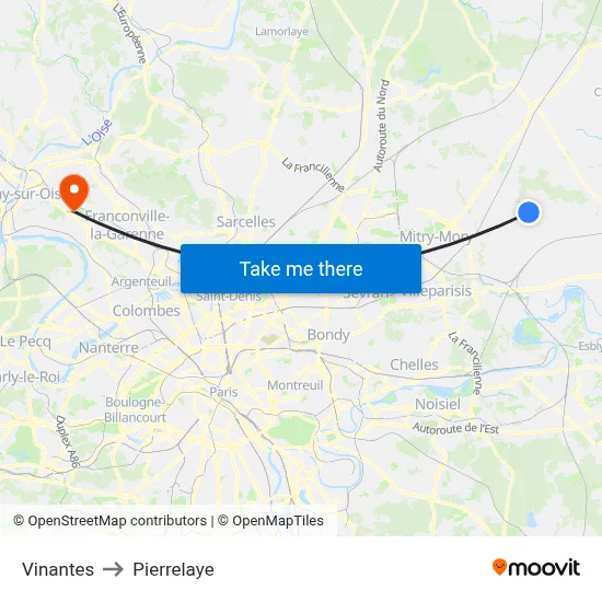 Vinantes to Pierrelaye map