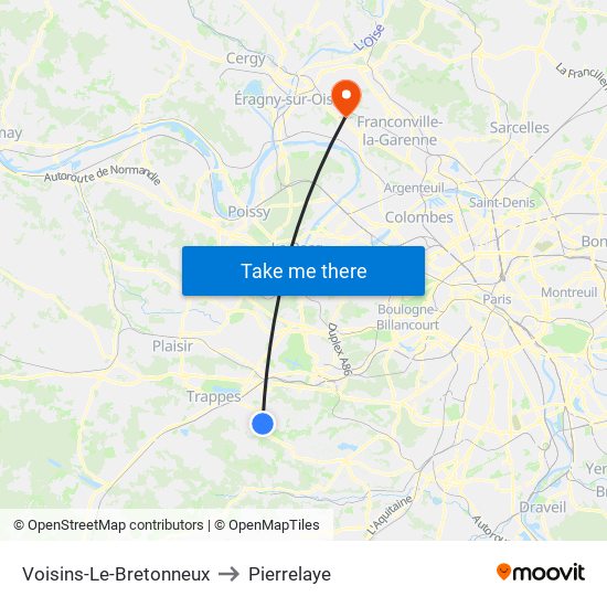 Voisins-Le-Bretonneux to Pierrelaye map