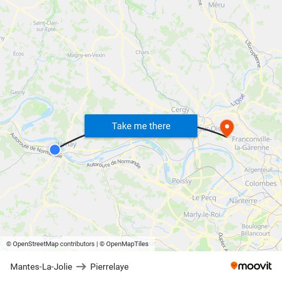 Mantes-La-Jolie to Pierrelaye map