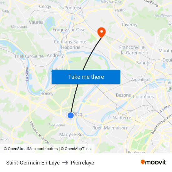 Saint-Germain-En-Laye to Pierrelaye map