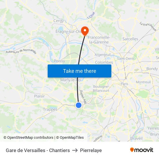Gare de Versailles - Chantiers to Pierrelaye map