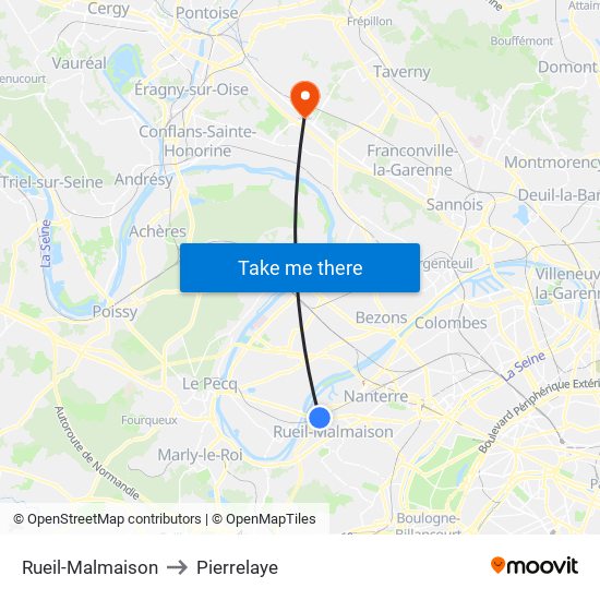 Rueil-Malmaison to Pierrelaye map
