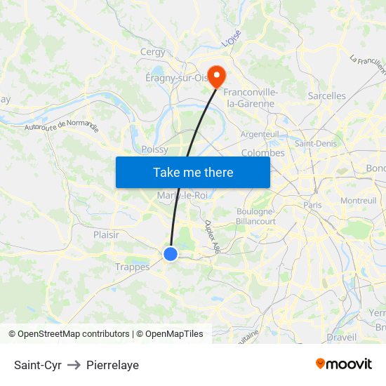 Saint-Cyr to Pierrelaye map