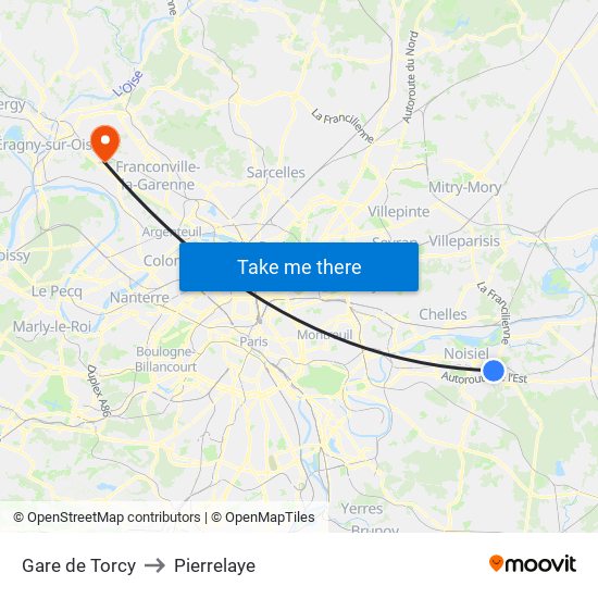 Gare de Torcy to Pierrelaye map