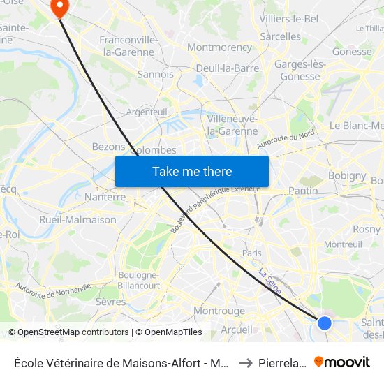 École Vétérinaire de Maisons-Alfort - Métro to Pierrelaye map