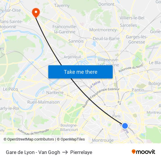 Gare de Lyon - Van Gogh to Pierrelaye map