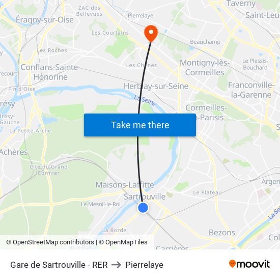 Gare de Sartrouville - RER to Pierrelaye map