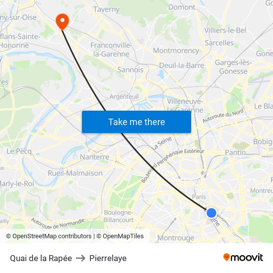 Quai de la Rapée to Pierrelaye map