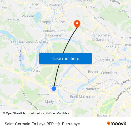 Saint-Germain-En-Laye RER to Pierrelaye map