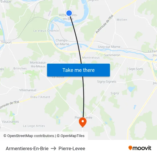 Armentieres-En-Brie to Pierre-Levee map