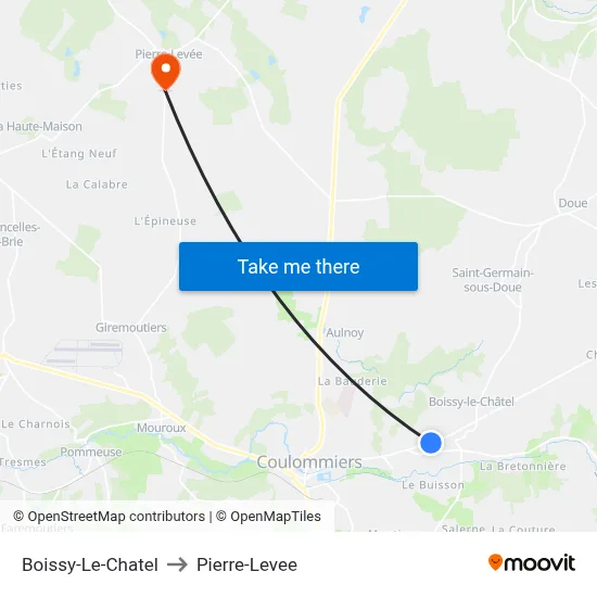 Boissy-Le-Chatel to Pierre-Levee map