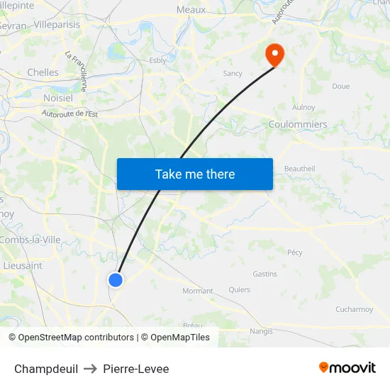 Champdeuil to Pierre-Levee map