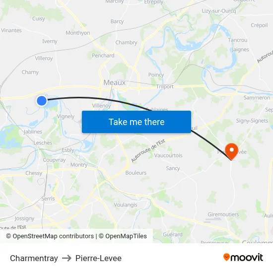 Charmentray to Pierre-Levee map
