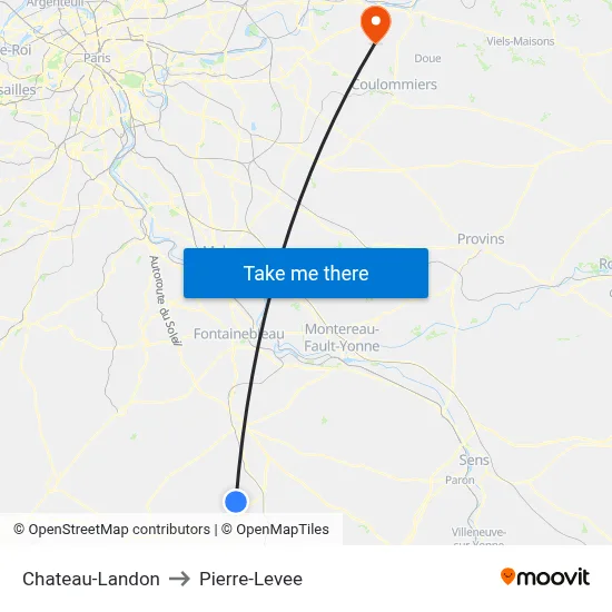 Chateau-Landon to Pierre-Levee map