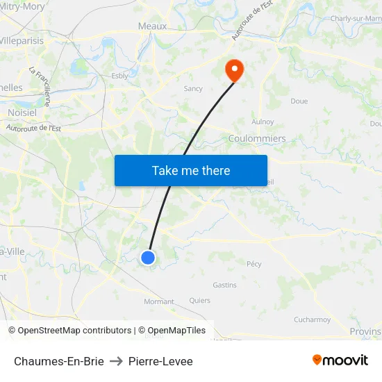 Chaumes-En-Brie to Pierre-Levee map