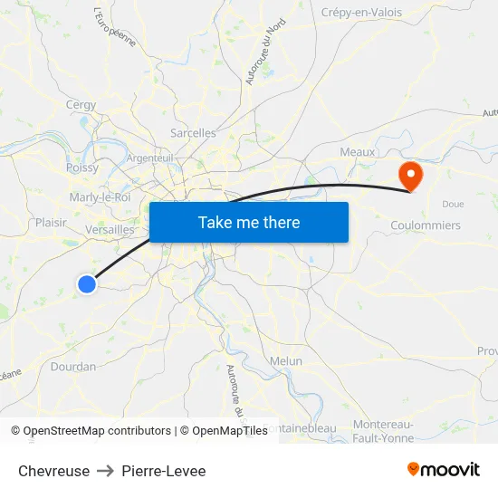 Chevreuse to Pierre-Levee map