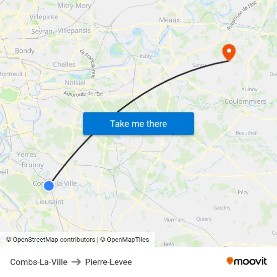 Combs-La-Ville to Pierre-Levee map