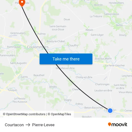 Courtacon to Pierre-Levee map