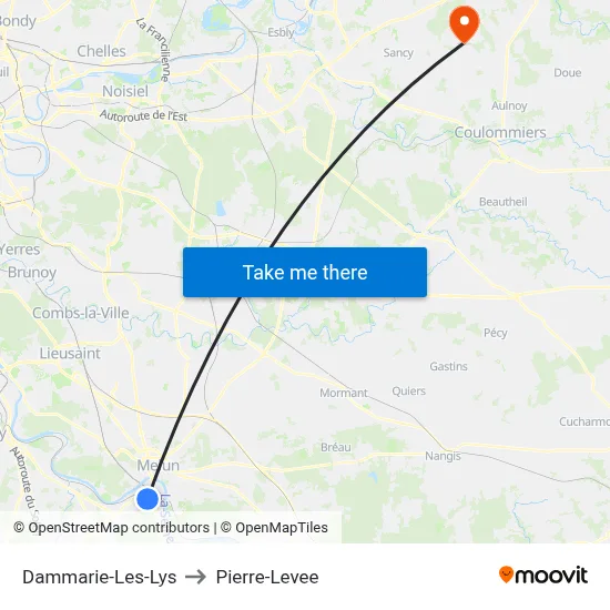 Dammarie-Les-Lys to Pierre-Levee map