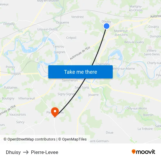 Dhuisy to Pierre-Levee map