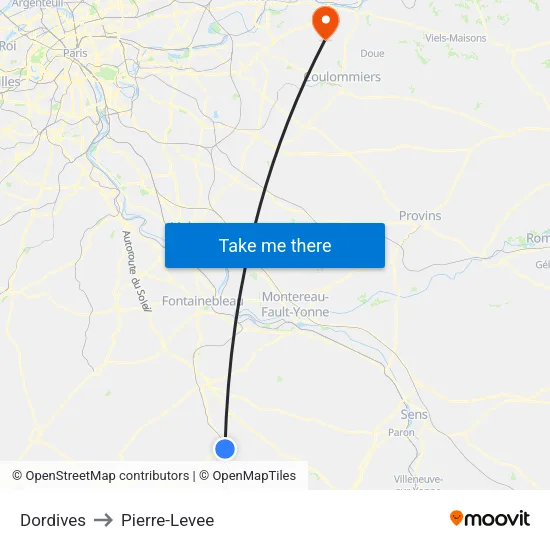 Dordives to Pierre-Levee map