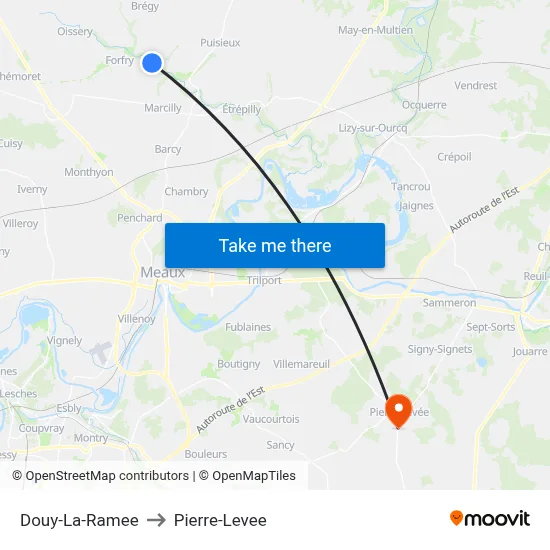 Douy-La-Ramee to Pierre-Levee map