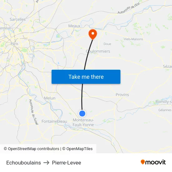 Echouboulains to Pierre-Levee map