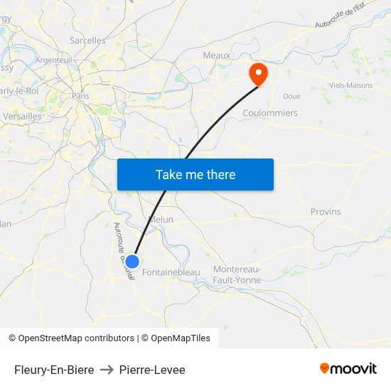 Fleury-En-Biere to Pierre-Levee map