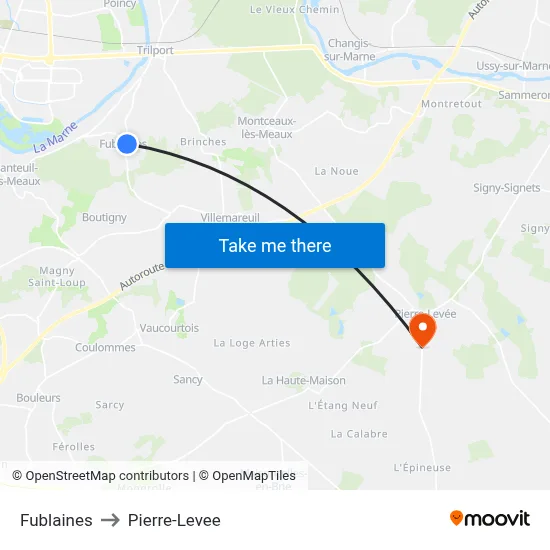 Fublaines to Pierre-Levee map