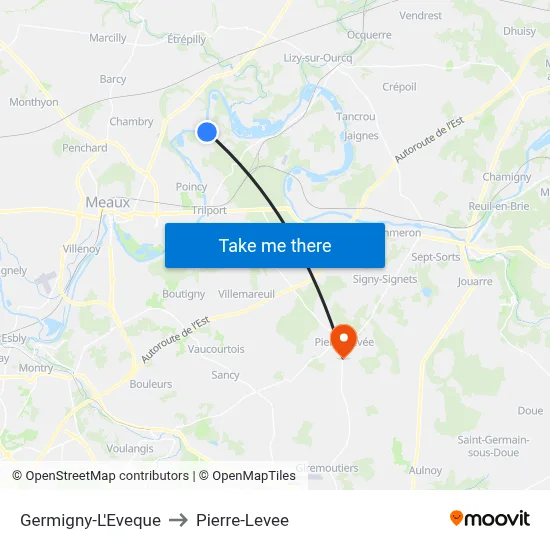 Germigny-L'Eveque to Pierre-Levee map