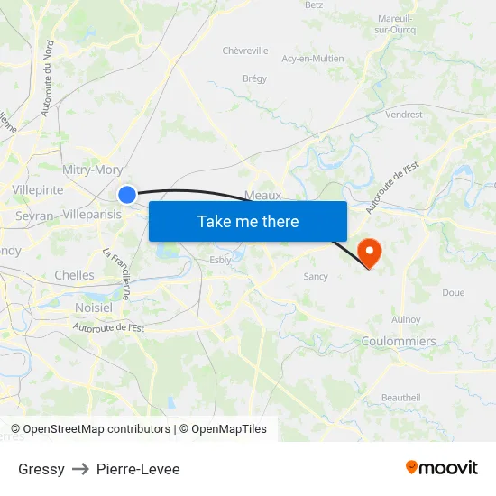 Gressy to Pierre-Levee map