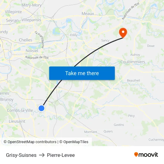 Grisy-Suisnes to Pierre-Levee map