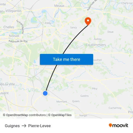 Guignes to Pierre-Levee map