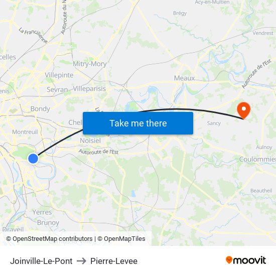 Joinville-Le-Pont to Pierre-Levee map