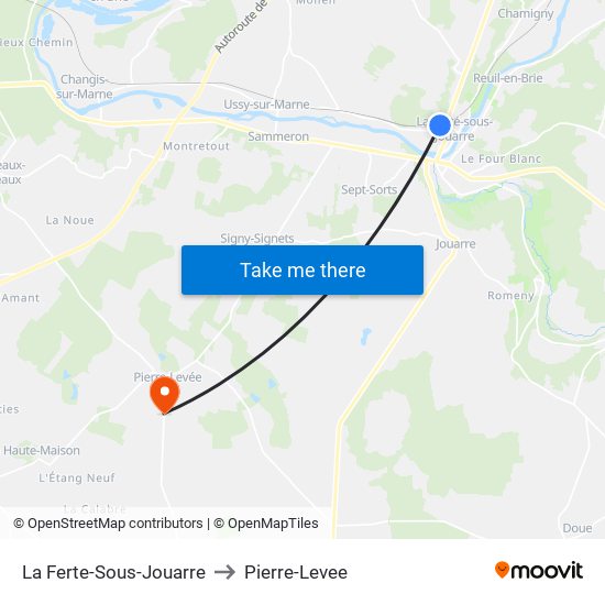 La Ferte-Sous-Jouarre to Pierre-Levee map