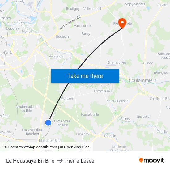 La Houssaye-En-Brie to Pierre-Levee map
