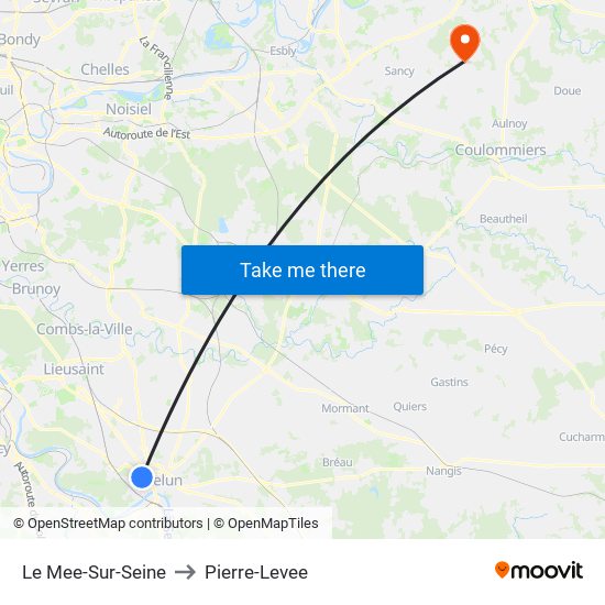 Le Mee-Sur-Seine to Pierre-Levee map