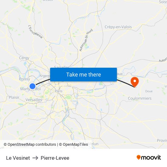 Le Vesinet to Pierre-Levee map