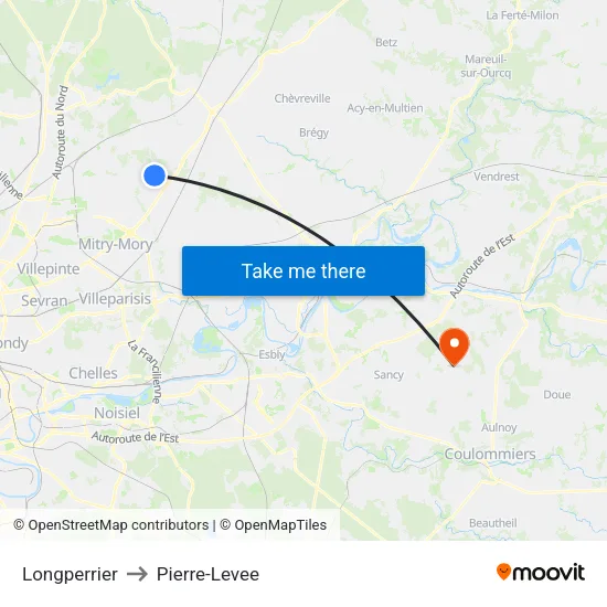 Longperrier to Pierre-Levee map